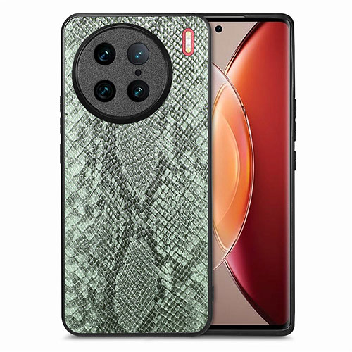 Soft Luxury Leather Snap On Case Cover S02D for Vivo X90 Pro 5G Green