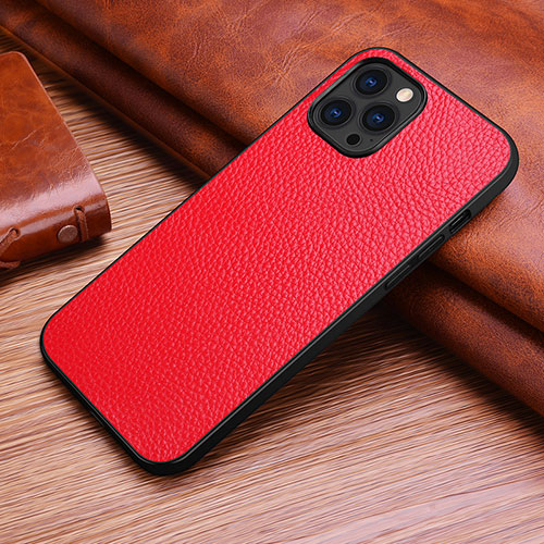 Soft Luxury Leather Snap On Case Cover S03 for Apple iPhone 14 Pro Max Red