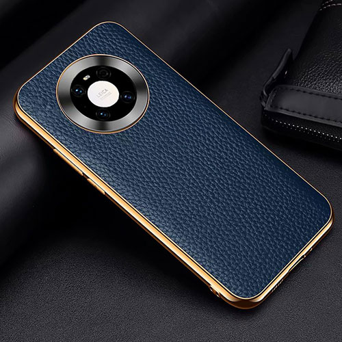 Soft Luxury Leather Snap On Case Cover S03 for Huawei Mate 40 Pro Blue