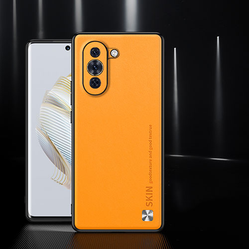 Soft Luxury Leather Snap On Case Cover S03 for Huawei Nova 10 Orange