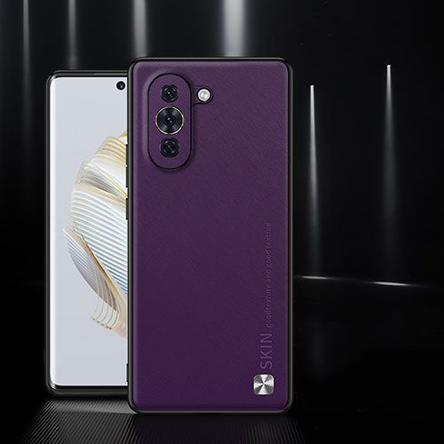 Soft Luxury Leather Snap On Case Cover S03 for Huawei Nova 10 Purple