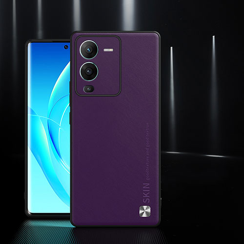 Soft Luxury Leather Snap On Case Cover S03 for Vivo V25 Pro 5G Purple