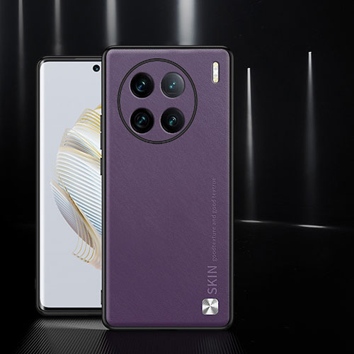 Soft Luxury Leather Snap On Case Cover S03 for Vivo X90 Pro 5G Purple