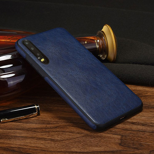 Soft Luxury Leather Snap On Case Cover S04 for Huawei P30 Blue