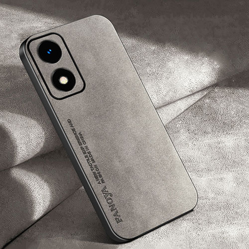 Soft Luxury Leather Snap On Case Cover S04 for Oppo A2x 5G Gray