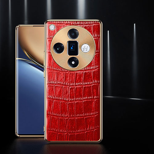 Soft Luxury Leather Snap On Case Cover S04 for Oppo Find X7 Ultra 5G Red