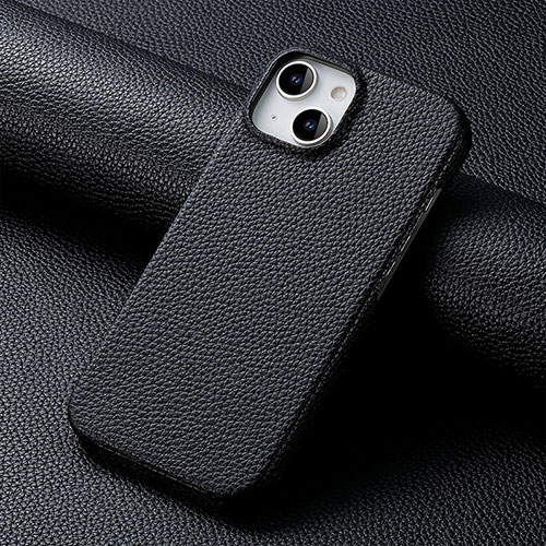 Soft Luxury Leather Snap On Case Cover S04D for Apple iPhone 13 Black