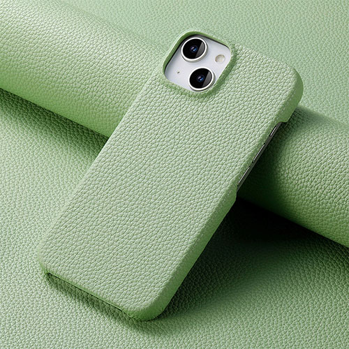 Soft Luxury Leather Snap On Case Cover S04D for Apple iPhone 13 Green