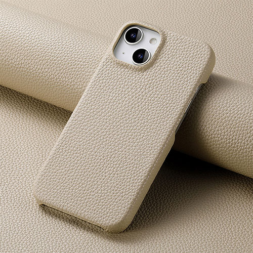 Soft Luxury Leather Snap On Case Cover S04D for Apple iPhone 15 Khaki