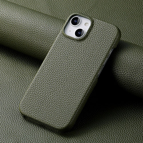 Soft Luxury Leather Snap On Case Cover S04D for Apple iPhone 15 Midnight Green