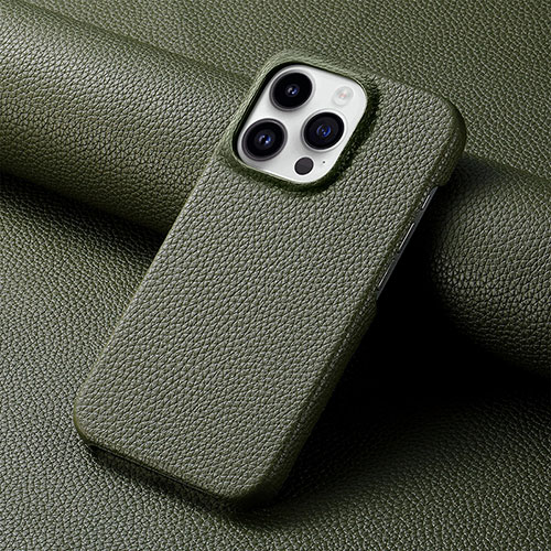 Soft Luxury Leather Snap On Case Cover S04D for Apple iPhone 15 Pro Max Midnight Green