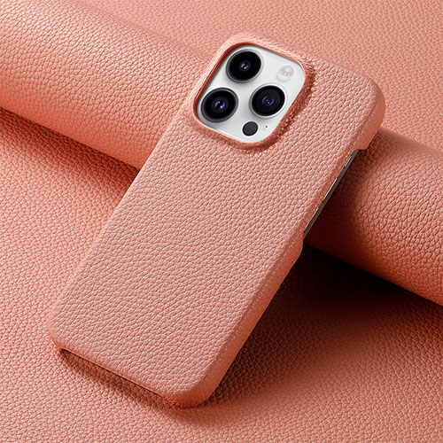 Soft Luxury Leather Snap On Case Cover S04D for Apple iPhone 15 Pro Max Pink