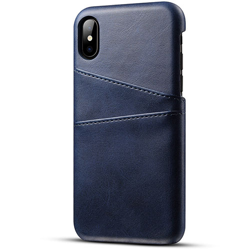 Soft Luxury Leather Snap On Case Cover S06 for Apple iPhone X Blue