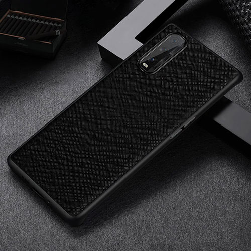 Soft Luxury Leather Snap On Case Cover S06 for Oppo Find X2 Black