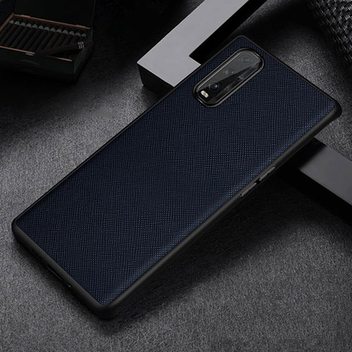 Soft Luxury Leather Snap On Case Cover S06 for Oppo Find X2 Blue