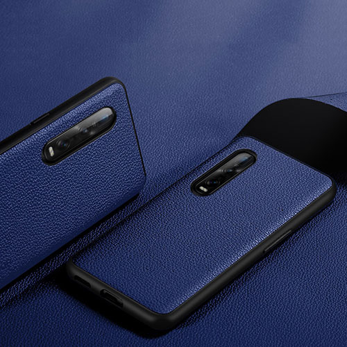 Soft Luxury Leather Snap On Case Cover S06 for Oppo Find X2 Pro Blue