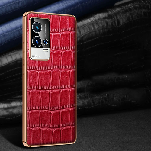 Soft Luxury Leather Snap On Case Cover S06 for Vivo iQOO 8 Pro 5G Red