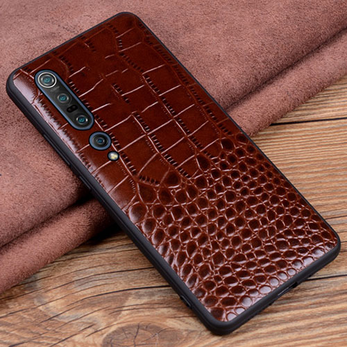 Soft Luxury Leather Snap On Case Cover S06 for Xiaomi Mi 10 Pro Brown