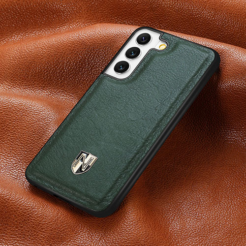 Soft Luxury Leather Snap On Case Cover S06D for Samsung Galaxy S22 Plus 5G Green