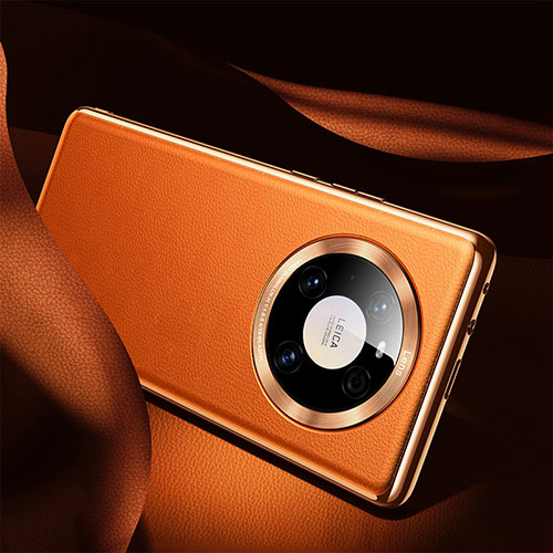 Soft Luxury Leather Snap On Case Cover S08 for Huawei Mate 40 Orange