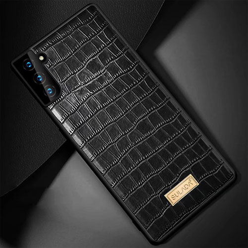 Soft Luxury Leather Snap On Case Cover S08 for Samsung Galaxy S21 Plus 5G Black