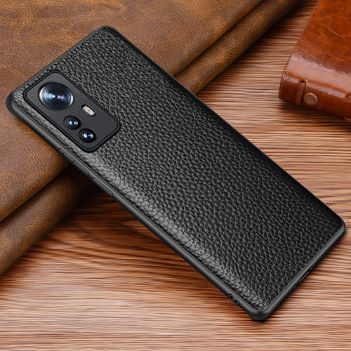 Soft Luxury Leather Snap On Case Cover S08 for Xiaomi Mi 12S Pro 5G Black