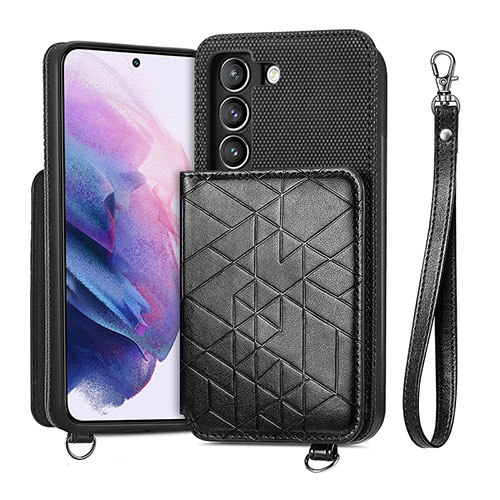 Soft Luxury Leather Snap On Case Cover S08D for Samsung Galaxy S21 FE 5G Black