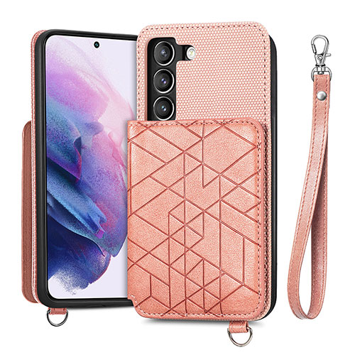 Soft Luxury Leather Snap On Case Cover S08D for Samsung Galaxy S21 Plus 5G Rose Gold