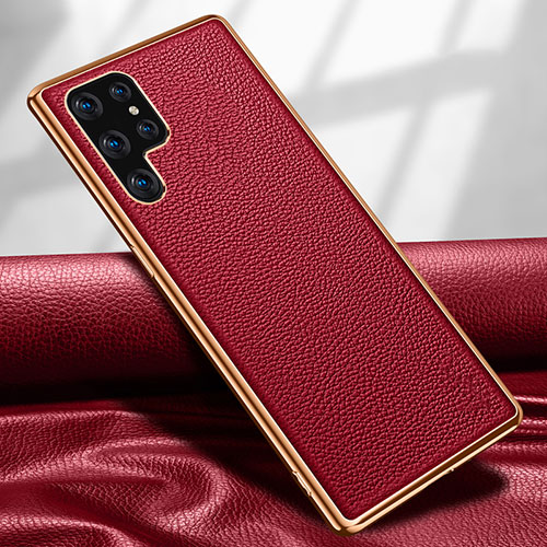 Soft Luxury Leather Snap On Case Cover S09 for Samsung Galaxy S24 Ultra 5G Red