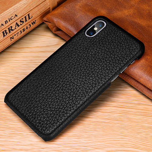 Soft Luxury Leather Snap On Case Cover S10 for Apple iPhone Xs Max Black