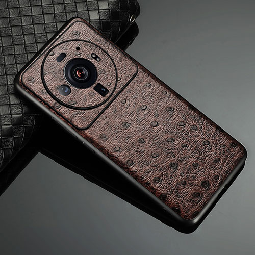 Soft Luxury Leather Snap On Case Cover S11 for Xiaomi Mi 12S Ultra 5G Brown