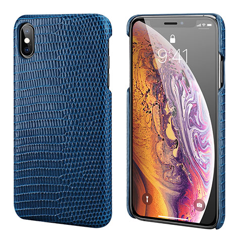 Soft Luxury Leather Snap On Case Cover S12 for Apple iPhone X Blue