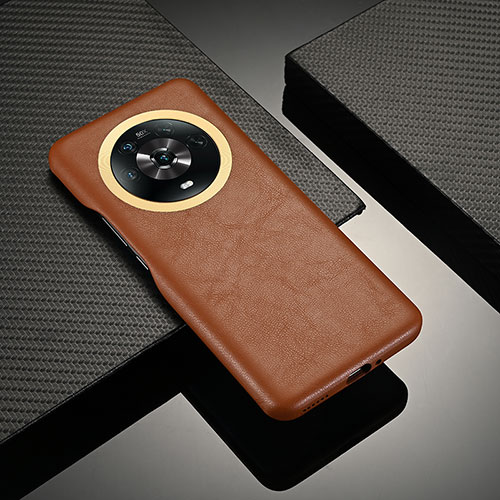 Soft Luxury Leather Snap On Case Cover ST1 for Huawei Honor Magic4 5G Brown