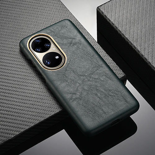 Soft Luxury Leather Snap On Case Cover ST1 for Huawei P50 Pro Green