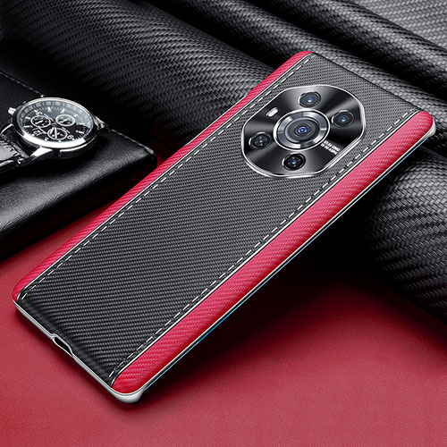 Soft Luxury Leather Snap On Case Cover ST3 for Huawei Honor Magic3 5G Red