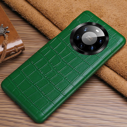 Soft Luxury Leather Snap On Case Cover ST3 for Huawei Mate 40 Pro+ Plus Green