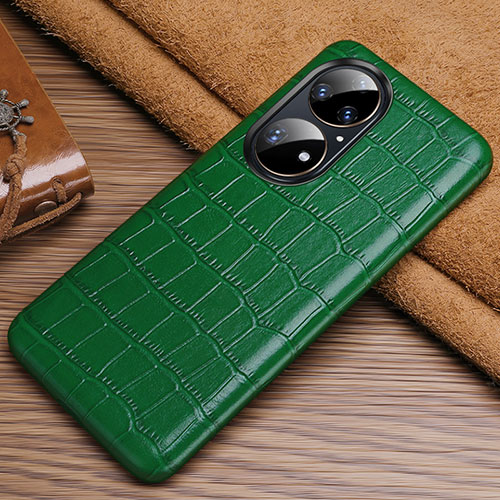 Soft Luxury Leather Snap On Case Cover ST3 for Huawei P50e Green