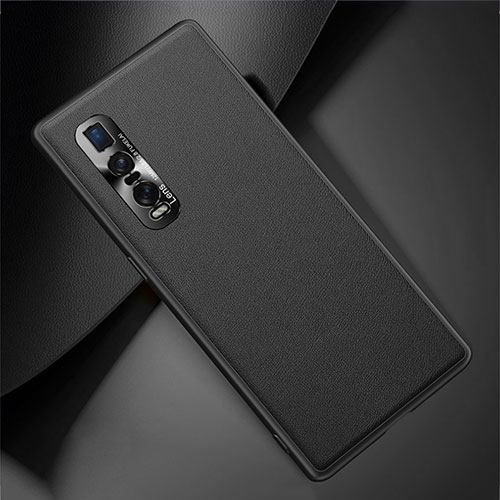 Soft Luxury Leather Snap On Case Cover U01 for Oppo Find X2 Pro Black