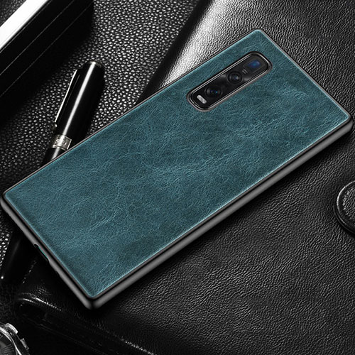 Soft Luxury Leather Snap On Case Cover U04 for Oppo Find X2 Pro Blue