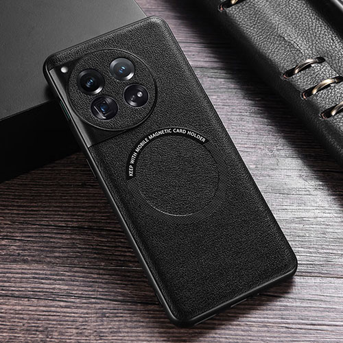 Soft Luxury Leather Snap On Case Cover with Mag-Safe Magnetic P01 for OnePlus 12 5G Black