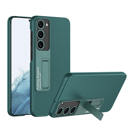 Soft Luxury Leather Snap On Case Cover with Stand AC1 for Samsung Galaxy S23 5G Green