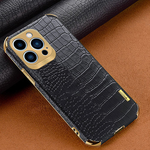 Soft Luxury Leather Snap On Case Cover XD1 for Apple iPhone 15 Pro Max Black