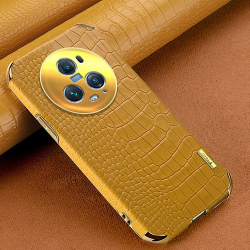 Soft Luxury Leather Snap On Case Cover XD1 for Huawei Honor Magic5 Pro 5G Yellow