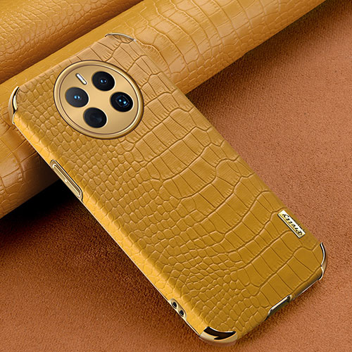 Soft Luxury Leather Snap On Case Cover XD1 for Huawei Mate 50 Yellow