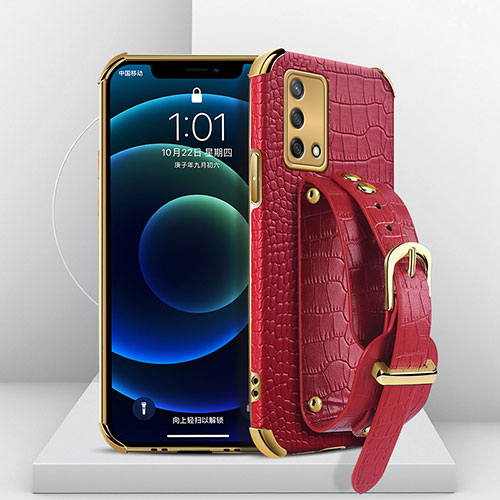 Soft Luxury Leather Snap On Case Cover XD1 for Oppo A95 4G Red