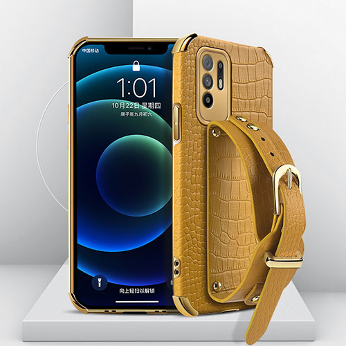 Soft Luxury Leather Snap On Case Cover XD1 for Oppo Reno5 Z 5G Yellow