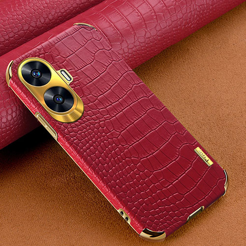 Soft Luxury Leather Snap On Case Cover XD1 for Realme C55 Red