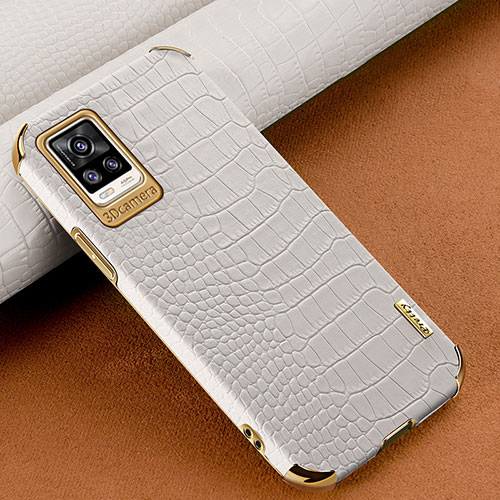Soft Luxury Leather Snap On Case Cover XD1 for Vivo V20 White