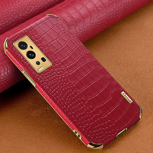 Soft Luxury Leather Snap On Case Cover XD1 for Vivo X60 Pro+ Plus 5G Red