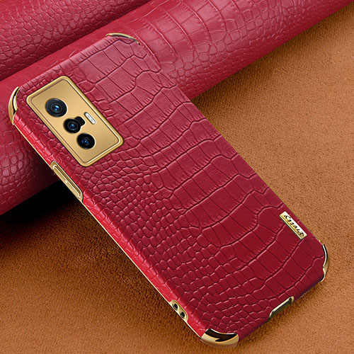 Soft Luxury Leather Snap On Case Cover XD1 for Vivo X70 5G Red